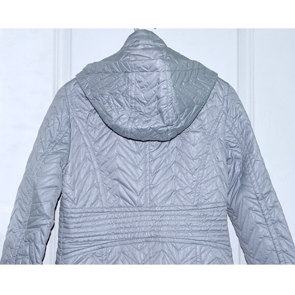 NWOT Via Spiga Gray / Silver Quilted Jacket with Detachable Hood - Picture 5 of 7